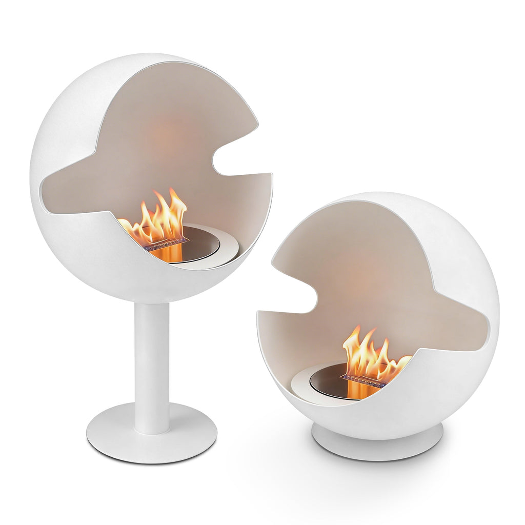 Freestanding bioethanol fireplace in black or white