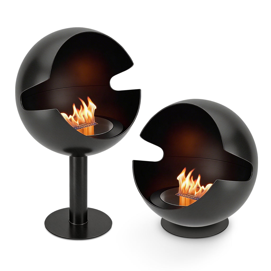 🔥 sleek black bio-ethanol fireplace - perfect for outdoor gatherings! 🌟